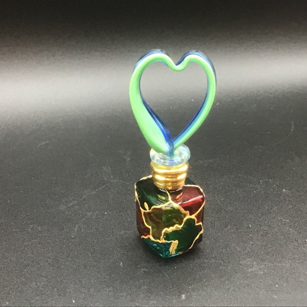 Vintage Mosaic coloured mini perfume bottle with stopper decorative art